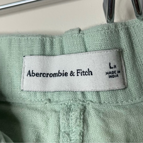 A+F Sloane Linen Blend Green Pleated Preppy Full Length Spring Summer Trousers - Picture 5 of 10